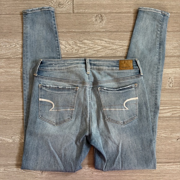 American Eagle Outfitters Light Blue Denim Jean Jeggings 10 Long - Picture 3 of 9
